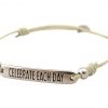 Gemshine - Damen - Armband - Gravur - CELEBRATE EACH DAY - Silber - Nude