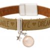 Gemshine - Damen - Armband - STAR - Stern - 925 Silber - WISHES - Braun - Sand - Rosenquarz - Magnetverschluss