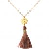 Gemshine - Damen - Halskette - Anhänger - 925 Silber - Vergoldet - Lotus Blume - Quaste - Rose - YOGA - 4 cm