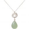 GEMSHINE Damenhalskette aus 925 Silber mit YOGA Lotusblume und Chalcedon Tropfen. Edelstein hervorragender Qualität und Farbe. Made in Madrid / Spanien. Im eleganten Schmucketui mit Geschenkverpackung