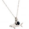 GEMSHINE Maritim Nautics Halskette mit Haifisch aus 925 Silber, hochwertig vergoldet oder rose im Navy Stil mit blauem Saphir - Made in Madrid, Spanien