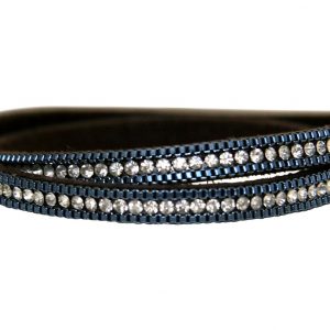 GEMSHINE Wickelarmband mit Leder, Kette und Strass, Silber, hochwertig vergoldet oder rose. Made in Madrid / Spain. Qualitätsvoller Schmuck im edlen Etui., Metall Farbe:Silber