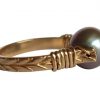 Gemshine - Damen - Ring - Spannring - Vergoldet - Zuchtperle - Tahiti - Grau - 8mm, Ringgröße:57 (18.1) – Bild 4