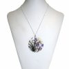 Gemshine - Damen - Halskette - Anhänger - Medaillon - Perlmutt - FLOWERS - 925 Silber - Schwarz Lila - 5 cm – Bild 3