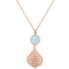 GEMSHINE Halskette mit Mandala und Chalcedon Edelstein. Anhänger aus Silber, vergoldet oder rose an 45cm Kette. Made in Madrid / Spanien. Im edlen Etui, Metall Farbe:Silber rose vergoldet – Bild 3