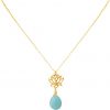 GEMSHINE Damenhalskette aus hochwertig vergoldetem 925 Silber mit YOGA Lotusblume und Türkis Tropfen hervorragender Qualität. Made in Madrid / Spanien. Im eleganten Schmucketui mit Geschenkverpackung. – Bild 3