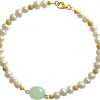 Gemshine - Damen - Armband - Perlen - Vergoldet -  Chalcedon - Meeresgrün - 18 cm – Bild 3