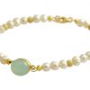 Gemshine - Damen - Armband - Perlen - Vergoldet -  Chalcedon - Meeresgrün - 18 cm