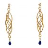Gemshine - Damen - Ohrringe - Iolith - 925 Silber - Vergoldet - Blau - INFINITY - 7,5 cm