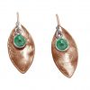 Gemshine - Damen - Ohrringe - Ohrhänger - 925 Silber - Rose Vergoldet - Marquise - Minimalistisch - Design - Smaragd - Grün - 3 cm