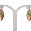 Gemshine - Damen - Ohrringe - Ohrhänger - 925 Silber - Rose Vergoldet - Marquise - Minimalistisch - Design - Smaragd - Grün - 3 cm – Bild 3