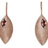 Gemshine - Damen - Ohrringe - Ohrhänger - 925 Silber - Rose Vergoldet - Marquise - Minimalistisch - Design - Granat - Rot - 3 cm