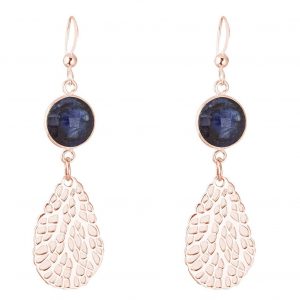 GEMSHINE Maritim Nautics Ohrringe mit Anemone Ohrhänger in 925 Silber, hochwertig vergoldet oder rose im Navy Stil mit blauen Saphiren - Made in Madrid, Spain, Metall Farbe:Silber rose vergoldet