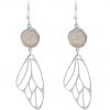 Gemshine - Damen - Ohrringe - Schmetterling - Flügel - WINGS - 925 Silber –- DRUZY - Rose Quarz - 6,5 cm