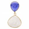 Gemshine - Damen - Ohrringe - 925 Silber Vergoldet - Mondstein - Chalcedon - Weiss - Blau - 4 cm – Bild 3