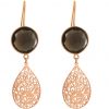 GEMSHINE Damenohrringe mit Mandalas und Rauchquarzen hervorragender Qualität. Ohrhänger. Made in Madrid / Spanien. Im eleganten Geschenketui., Metall Farbe:Silber rose vergoldet – Bild 3