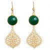 GEMSHINE Damenohrringe mit Mandalas und Smaragden hervorragender Qualität. Ohrhänger. Made in Madrid / Spanien. Im eleganten Geschenketui geliefert, Metall Farbe:Silber vergoldet