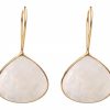 Gemshine - Damen - Ohrringe - 925 Silber Vergoldet - Mondstein - Weiss - 4 cm