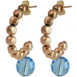 Gemshine - Damen - Ohrringe - Rose Vergoldet - Loop - Blau - 3 cm
