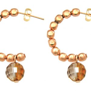Gemshine - Damen - Ohrringe - Rose Vergoldet - Loop - Gold Orange - 3 cm