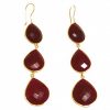 Gemshine - Damen - Ohrringe - 925 Silber - Vergoldet - Rubin - Rot - CANDY - Tropfen - 9 cm