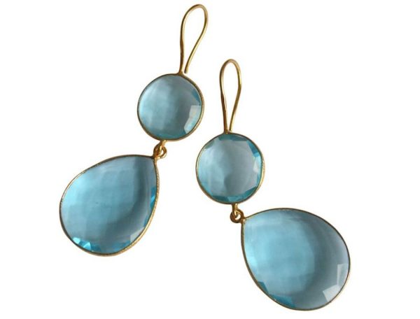 Gemshine - Damen - Ohrringe - 925 Silber - Vergoldet - Quarz - Topas - Blau - CANDY - Tropfen - 6 cm – Bild 4