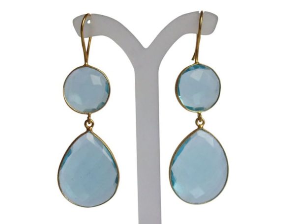 Gemshine - Damen - Ohrringe - 925 Silber - Vergoldet - Quarz - Topas - Blau - CANDY - Tropfen - 6 cm – Bild 5