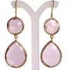 Gemshine - Damen - Ohrringe - 925 Silber - Vergoldet - Rosenquarz - Rosa - CANDY - Tropfen - 6 cm – Bild 3