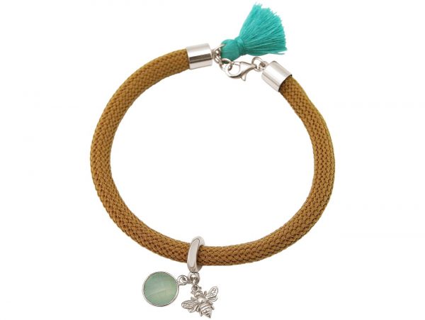 Gemshine - Damen - Armband - 925 Silber - Edelstein - Aqua Chalcedon - BEE - Biene - Grün - Braun – Bild 4