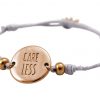 Gemshine - Damen - Armband - Gravur - CARE LESS - Rose Vergoldet - Hellgrau