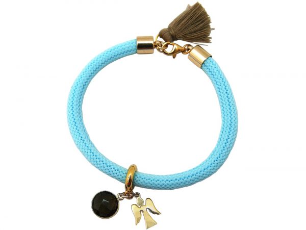 Gemshine - Damen - Armband - Vergoldet - Edelstein - Rauchquarz - Engel - Blau - Braun – Bild 4