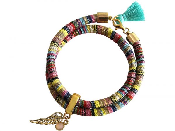 Gemshine - Damen - Armband - Wickelarmband - 925 Silber Vergoldet - Flügel - Engel - AZTEC - Rosenquarz - Rose – Bild 4