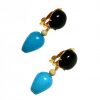 Gemshine - Damen - Ohrringe - Ohrclips - Vergoldet  - Onyx - Türkis - Schwarz - Blau - TROPFEN - 3,5 cm – Bild 4