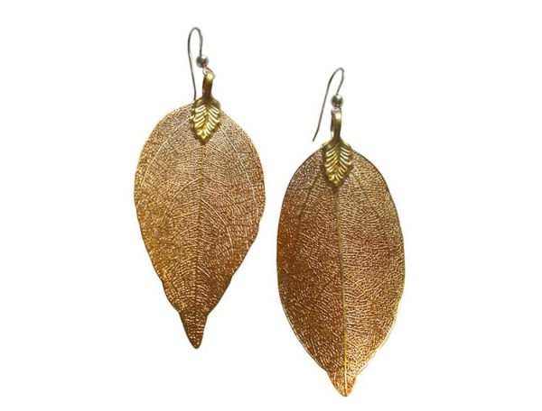 Gemshine - Damen - Ohrringe - Vergoldet - Blatt - Rose - Natur - 7 cm – Bild 5