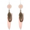 Gemshine - Ohrringe - Traumfänger - Silber - Boho - Rose - Feder - 9 cm – Bild 3