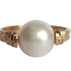 Gemshine - Damen - Ring - Spannring - Vergoldet - Zuchtperle - Weiß - 8mm, Ringgröße:57 (18.1)