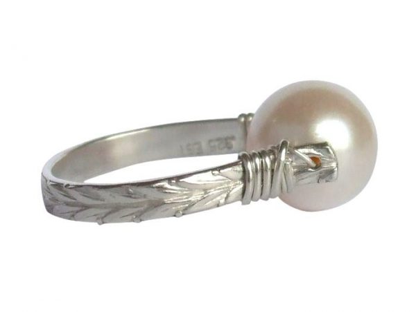 Gemshine - Damen - Ring - Spannring - 925 Silber - Zuchtperle - Weiß - 8mm, Ringgröße:58 (18.5) – Bild 4
