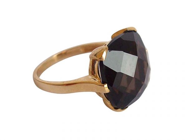 Gemshine - Damen - Ring - 9k (375) Gold - Rauchquarz - Braun - 15mm, Ringgröße:50 (15.9) – Bild 4
