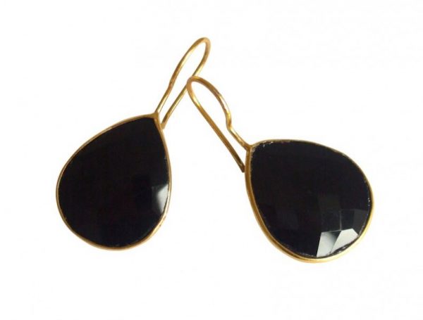 Gemshine - Damen - Ohrringe - 925 Silber - Vergoldet - Onyx - Schwarz - CANDY - Tropfen - 3,5 cm – Bild 4