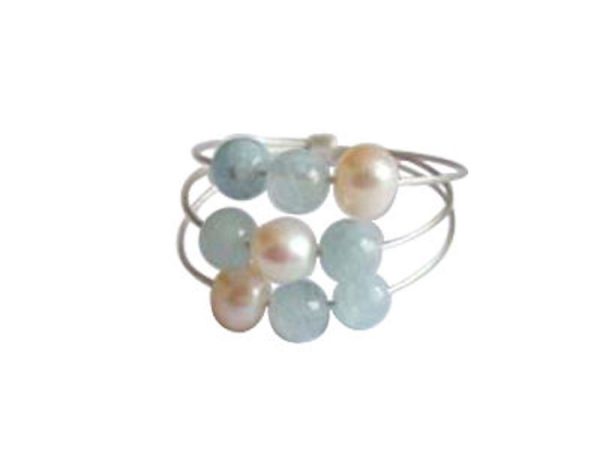 Gemshine - Damen - Ring - 925 Silber - Aquamarin - Perlen - Blau - Weiß, Ringgröße:57 (18.1) – Bild 4