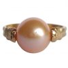 Gemshine - Damen - Ring - Spannring - Vergoldet - Zuchtperle - Lachs - Rose - 8mm, Ringgröße:56 (17.8) – Bild 3