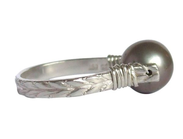 Gemshine - Damen - Ring - Spannring - 925 Silber - Zuchtperle - Tahiti - Grau - 8mm, Ringgröße:56 (17.8) – Bild 5