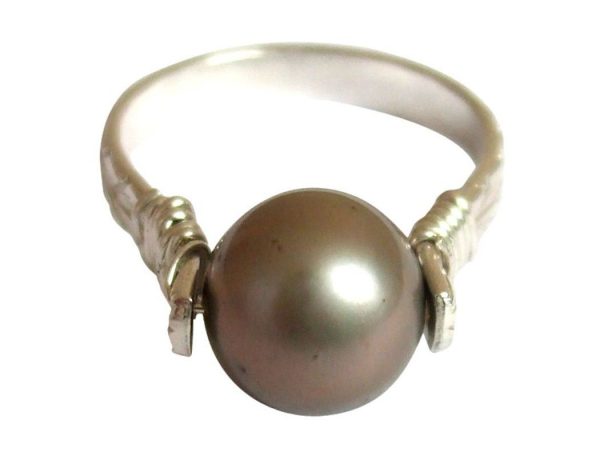 Gemshine - Damen - Ring - Spannring - 925 Silber - Zuchtperle - Tahiti - Grau - 8mm – Bild 5