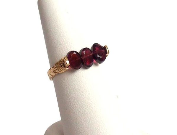Gemshine - Damen - Ring - Spannring - Vergoldet - Granat - Dunkelrot, Ringgröße:58 (18.5) – Bild 5