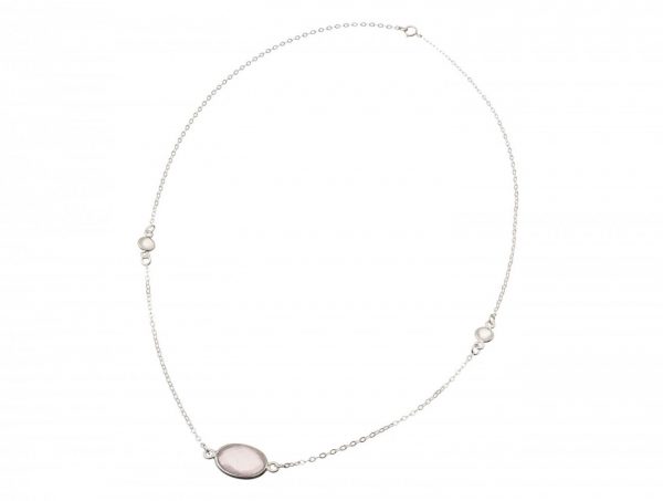 Gemshine - Damen - Halskette - 925 Silber - Rosenquarz - Mondstein - Rosa - Weiss - 45 cm – Bild 5
