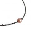Gemshine - Damen - Halskette - Diamanten - Rose Zuchtperle - Vergoldet - Schwarz
