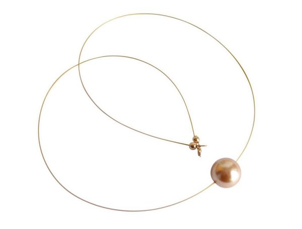 Gemshine - Damen - Halskette - Perle - Champagner - Vergoldet - 45 cm – Bild 4