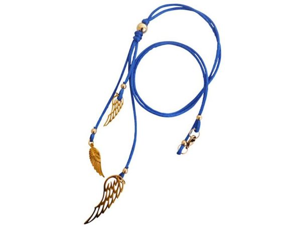 Gemshine - Damen - Halskette - Anhänger - 925 Silber - Vergoldet - Blau - WINGS - 60 cm – Bild 4