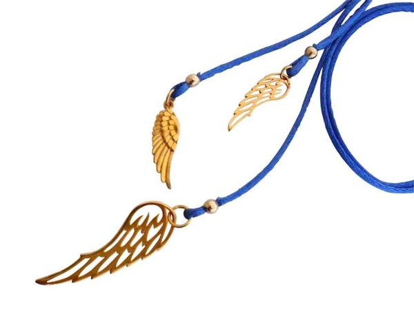 Gemshine - Damen - Halskette - Anhänger - 925 Silber - Vergoldet - Blau - WINGS - 60 cm – Bild 3