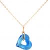 Gemshine - Damen - Halskette - Anhänger - Rose Vergoldet - Herz - Open Heart - Blau - MADE WITH SWAROVSKI ELEMENTS® - 45 cm